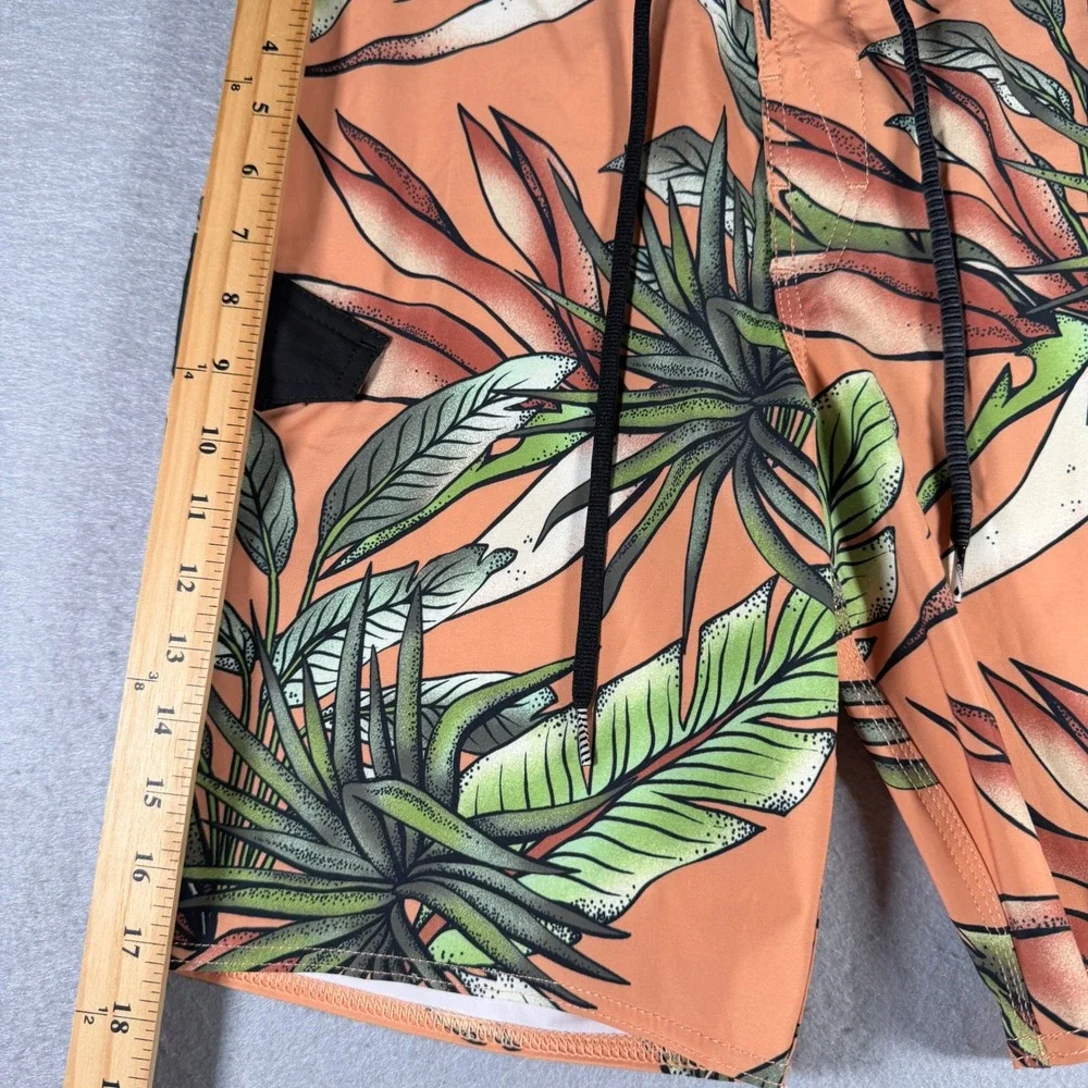 Volcom Mod-Tech Mens Orange Tropical Floral Board Shorts Size 28 A0842306